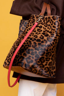 Leopard cowhide sack bag