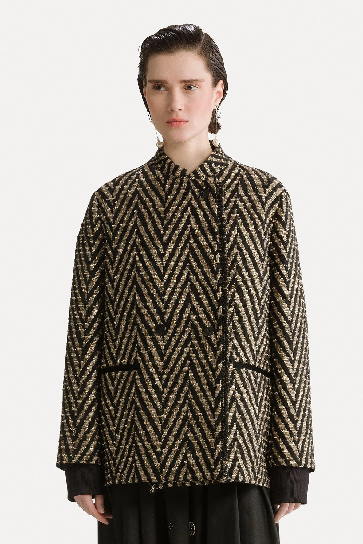 Chaqueta chevron jacquard oversized