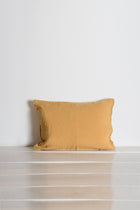 Light caramel washed linen cushion