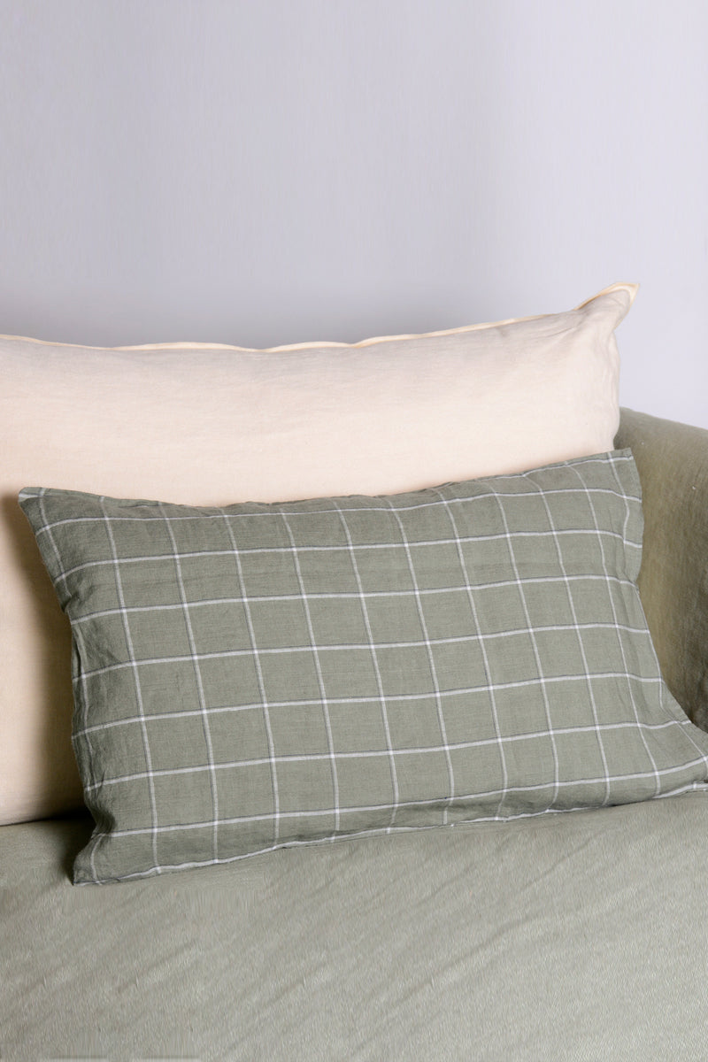 Green checkered cushion 