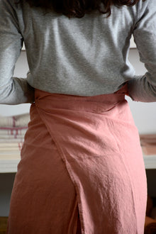 Pink linen bistro apron