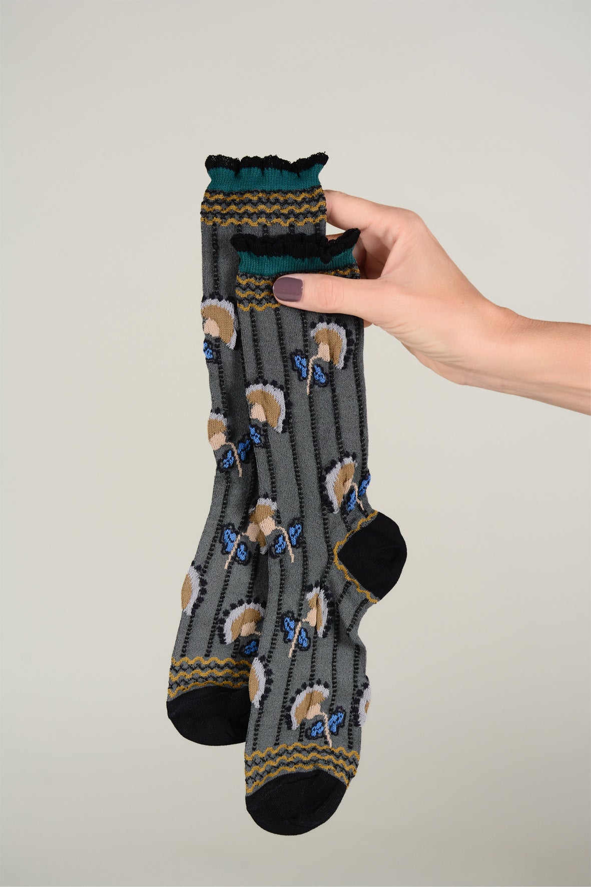Calcetines flor y rayas