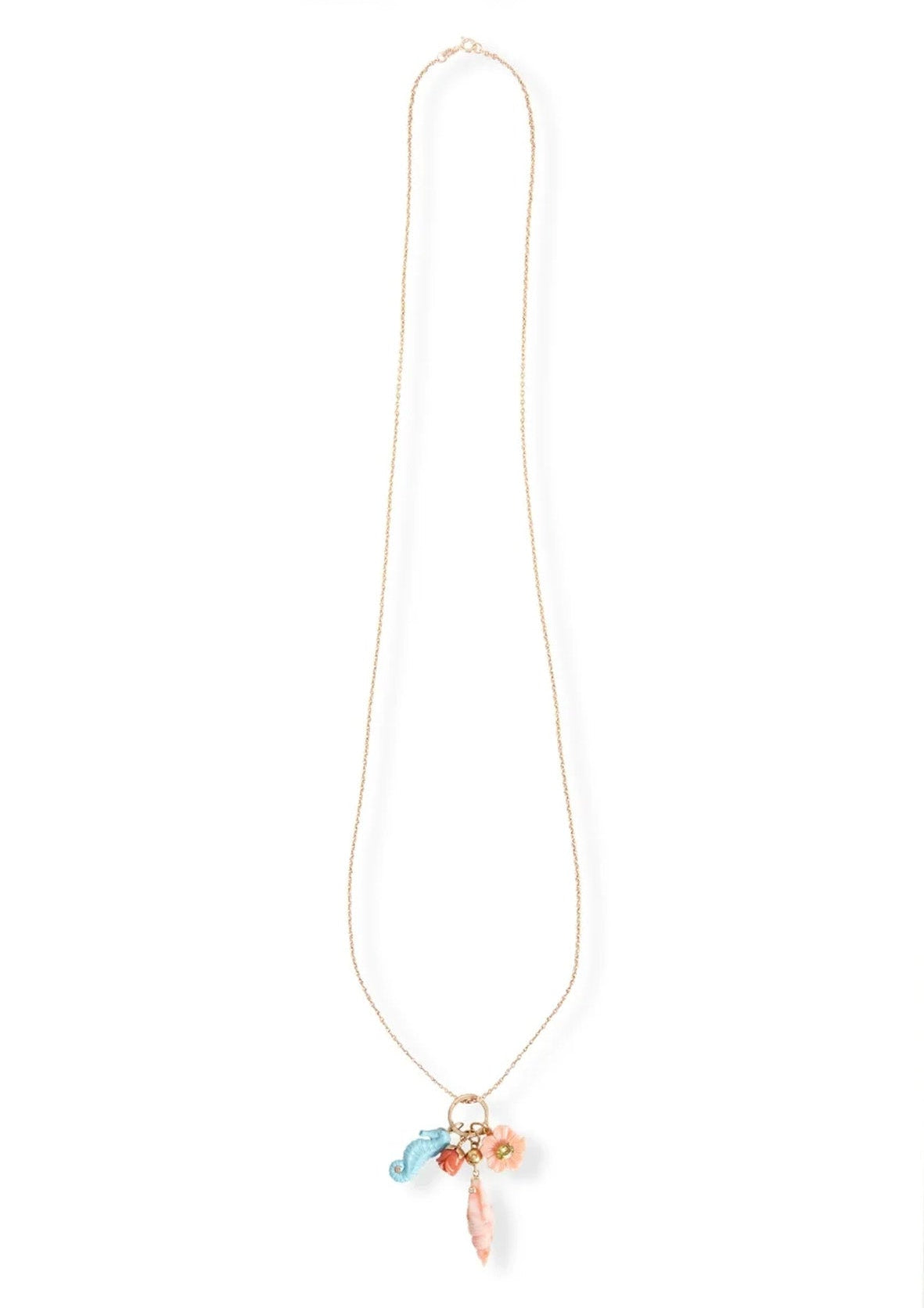 Cadena larga de oro y charms