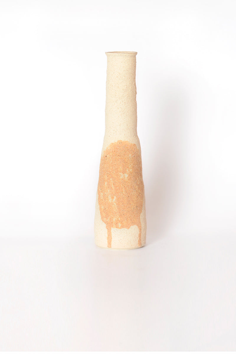 White brown cylindrical vase 