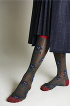 Calcetines largos rayas y flores