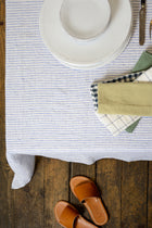 Striped linen tablecloth