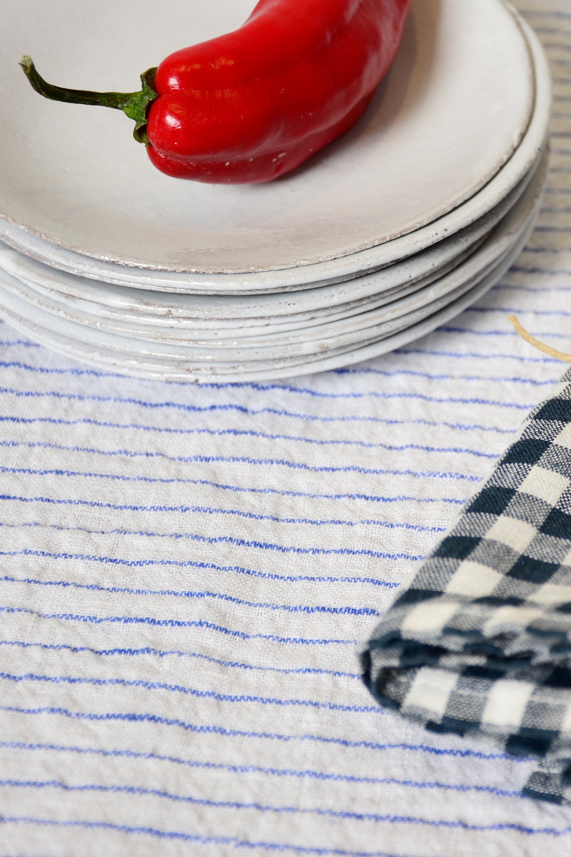 Striped linen tablecloth