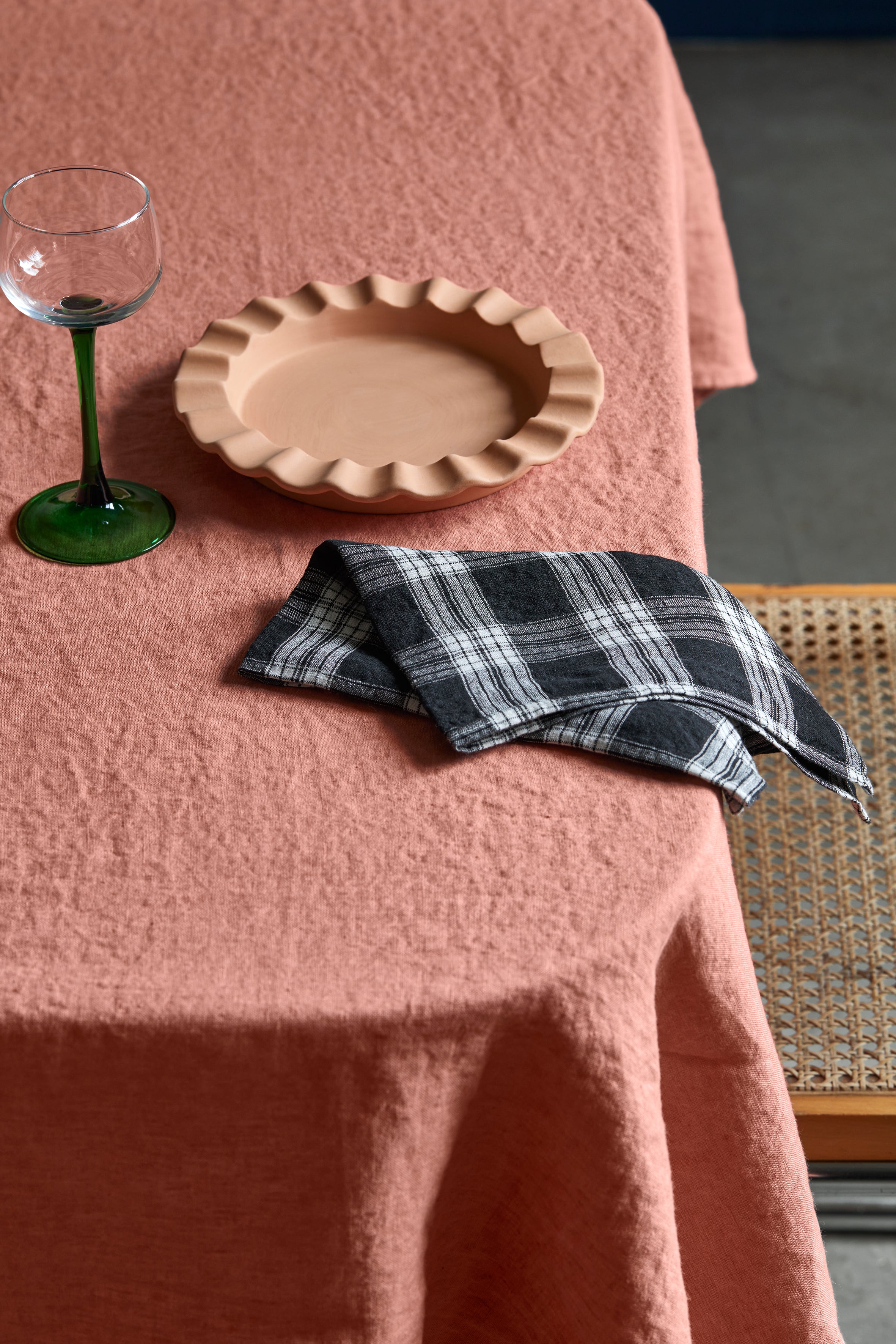 Pink linen tablecloth 