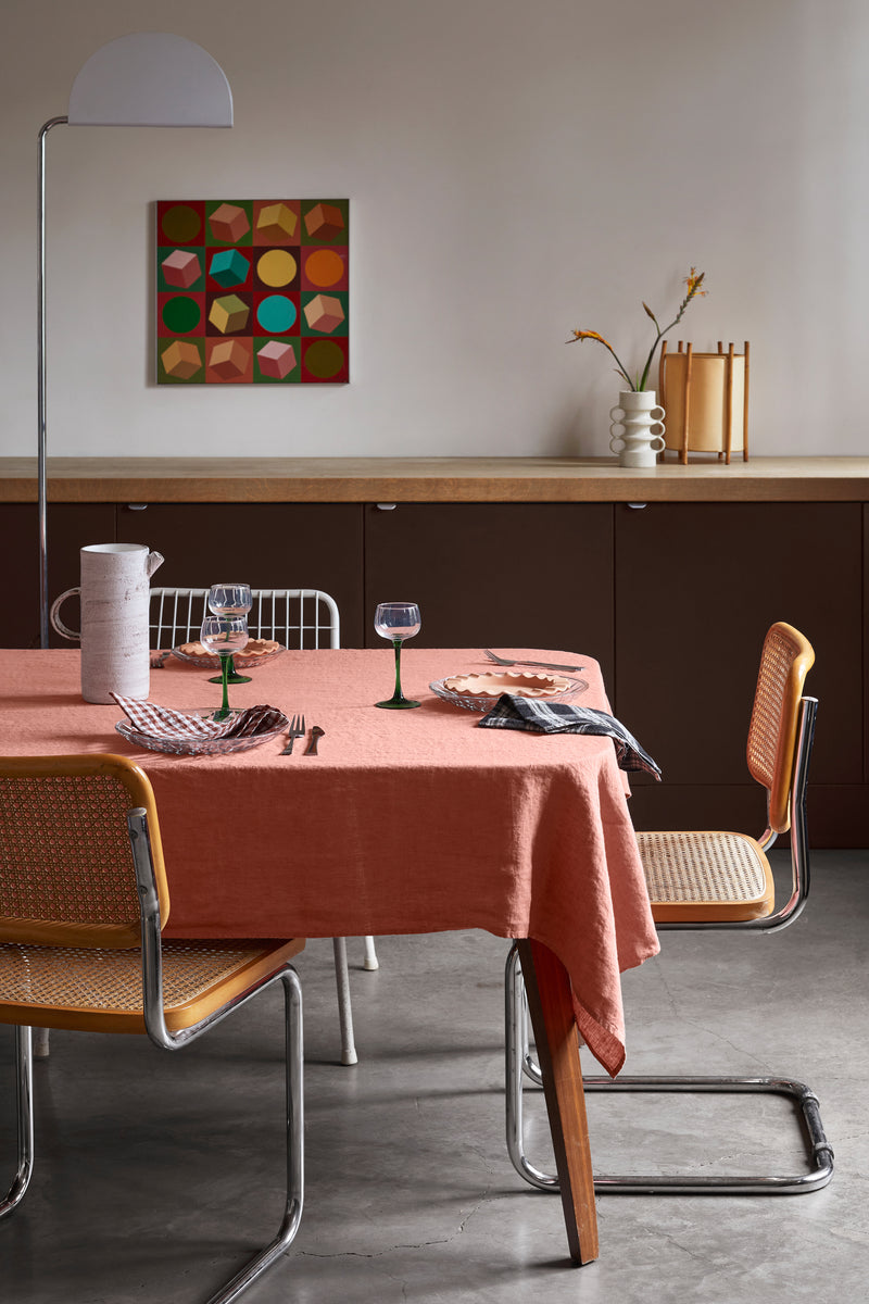 Pink linen tablecloth 