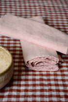 Chestnut gingham linen tablecloth