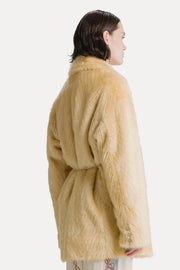 Chaqueta eco fur belted