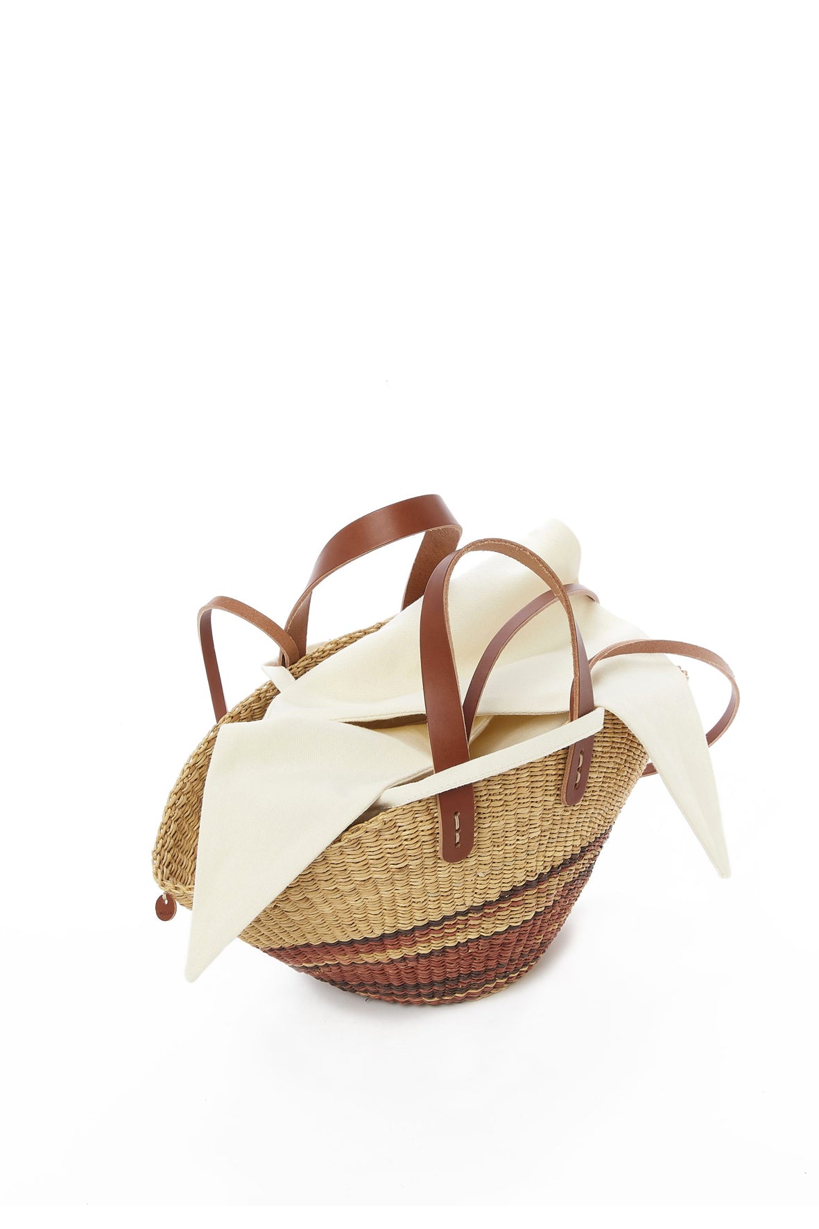 Bolso rayas marrones asa piel