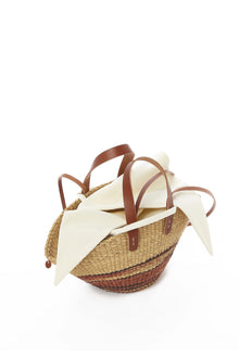 Bolso rayas marrones asa piel