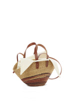 Bolso rayas marrones asa piel