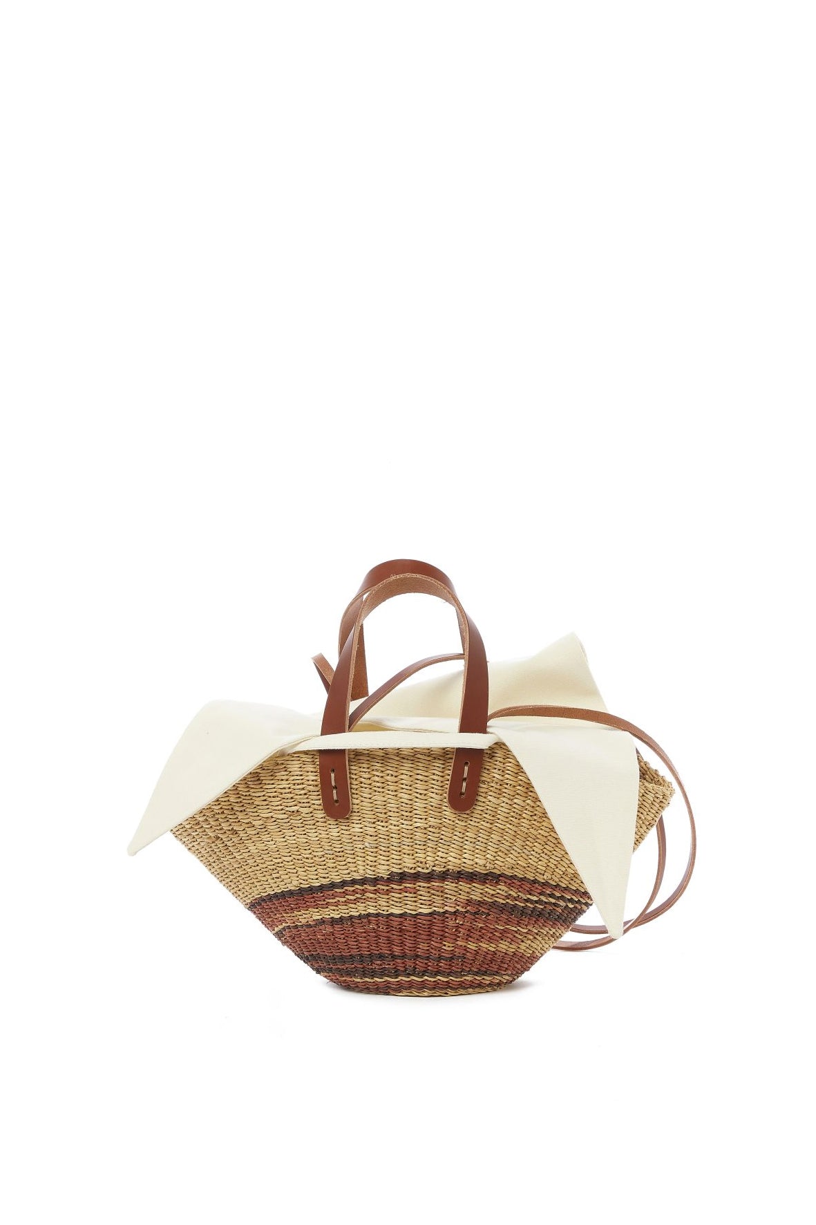 Bolso rayas marrones asa piel