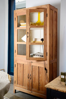 Antique teak display cabinet 