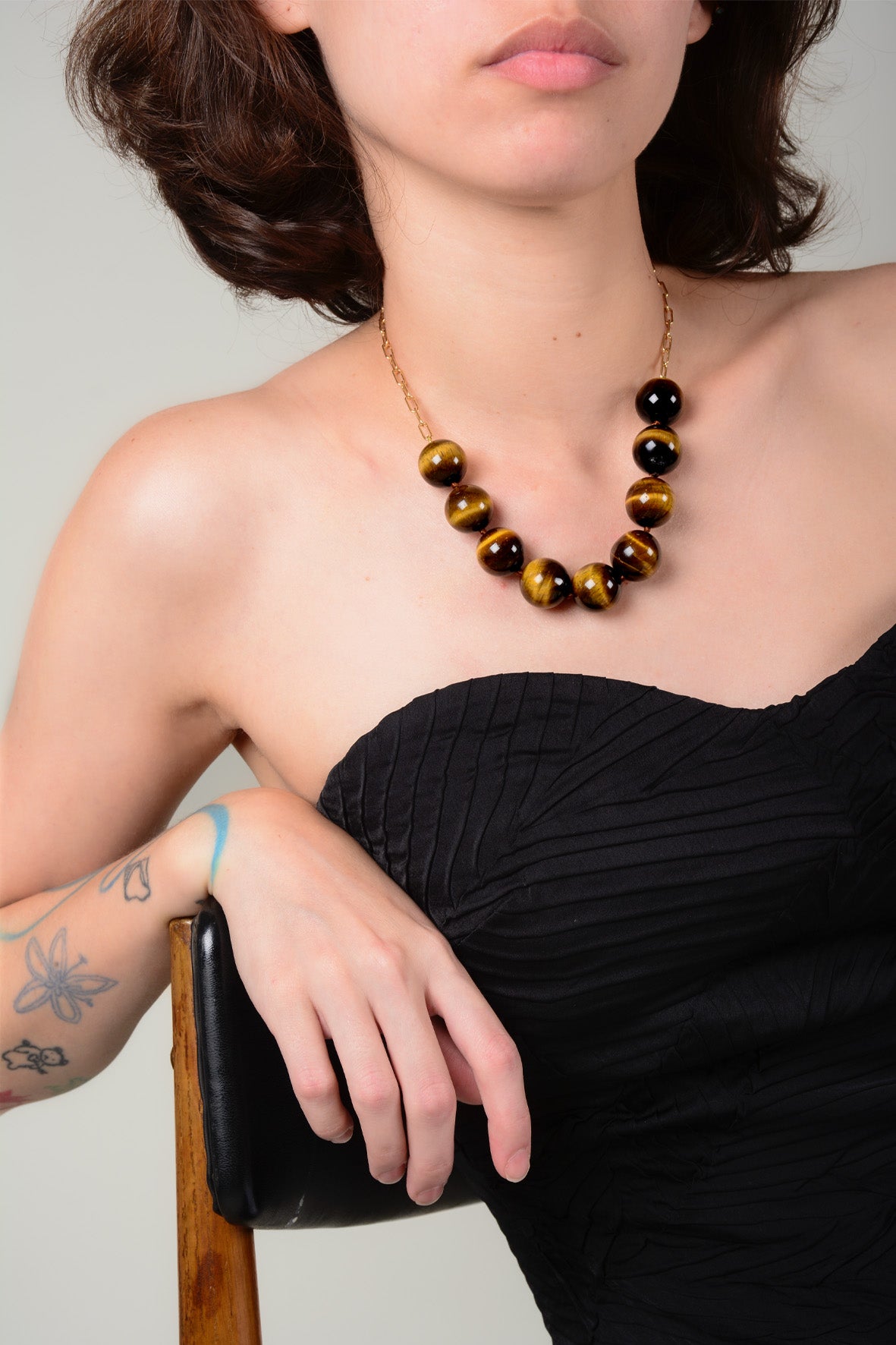 Collar ojo de tigre con cadena