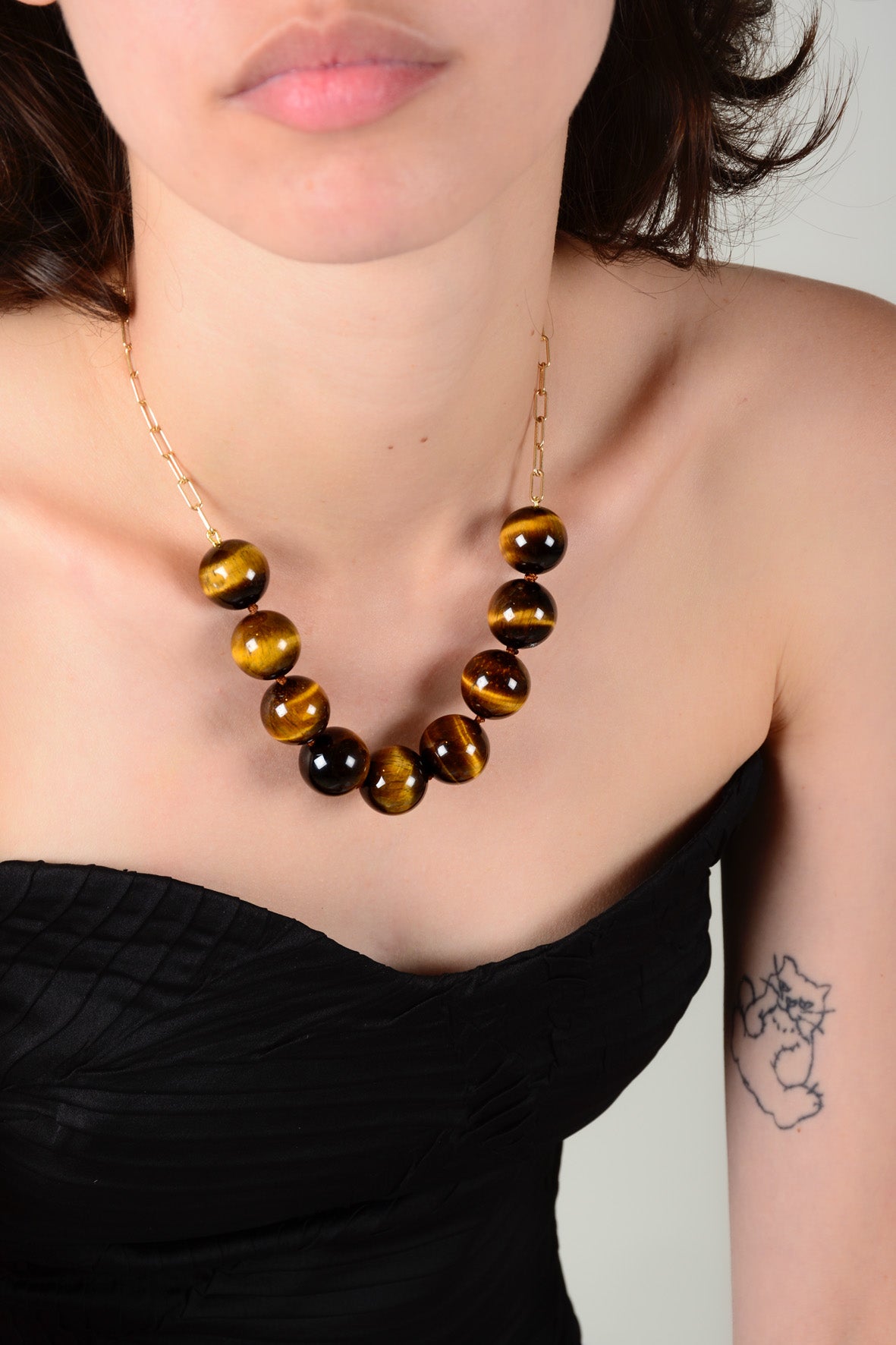 Collar ojo de tigre con cadena
