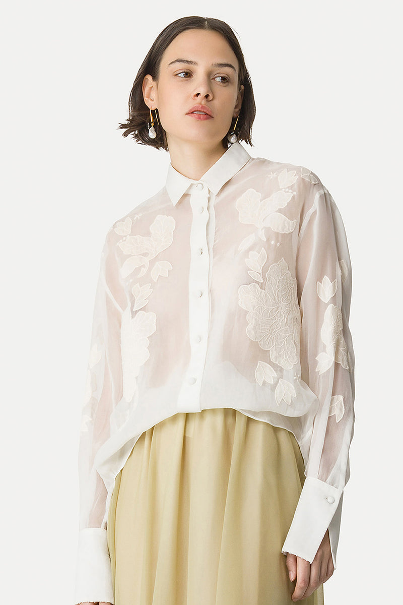 Camisa embroidery organza