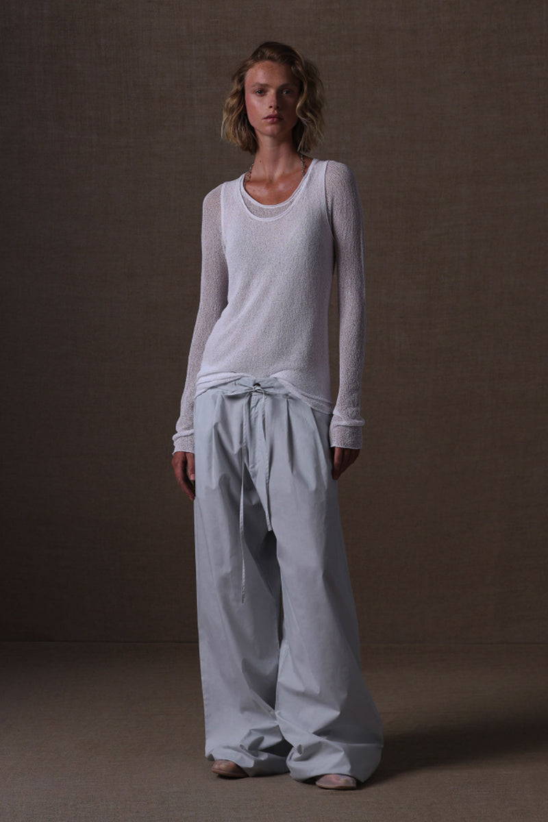 pantalón pinzas lazo