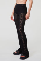 Thick ribbed knit trousers with diamonds