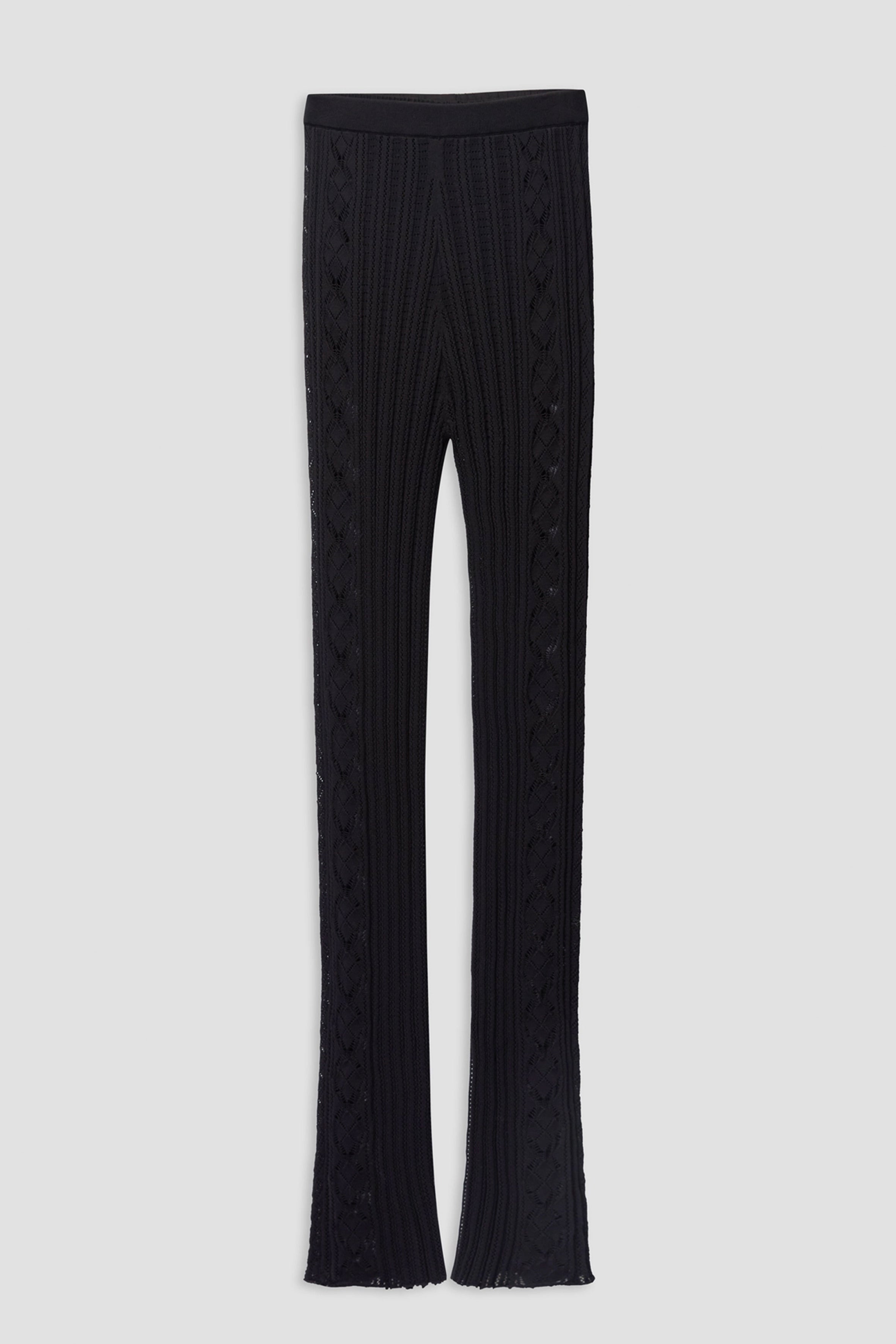 Thick ribbed knit trousers with diamonds