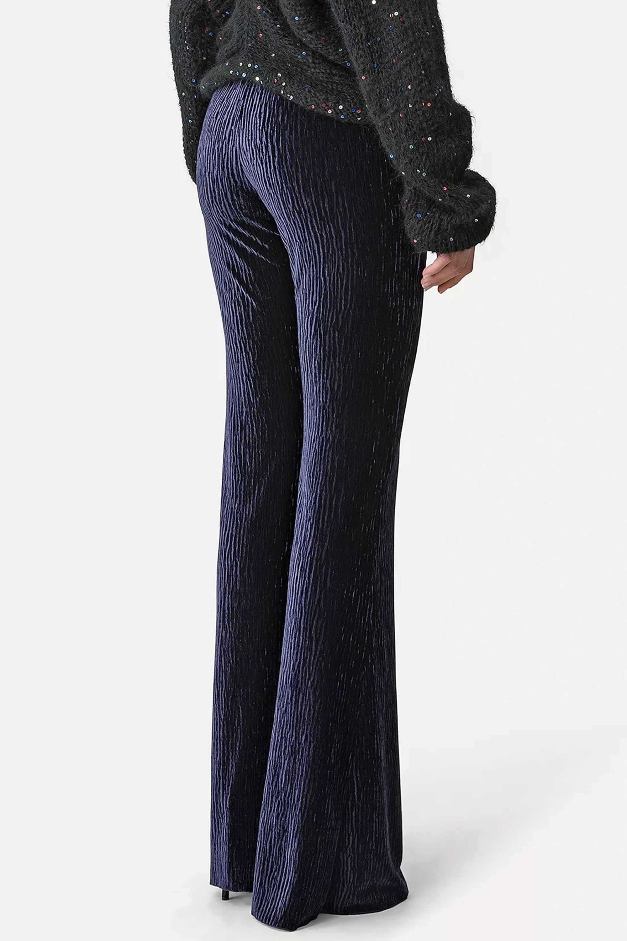 Crush velvet flared trousers