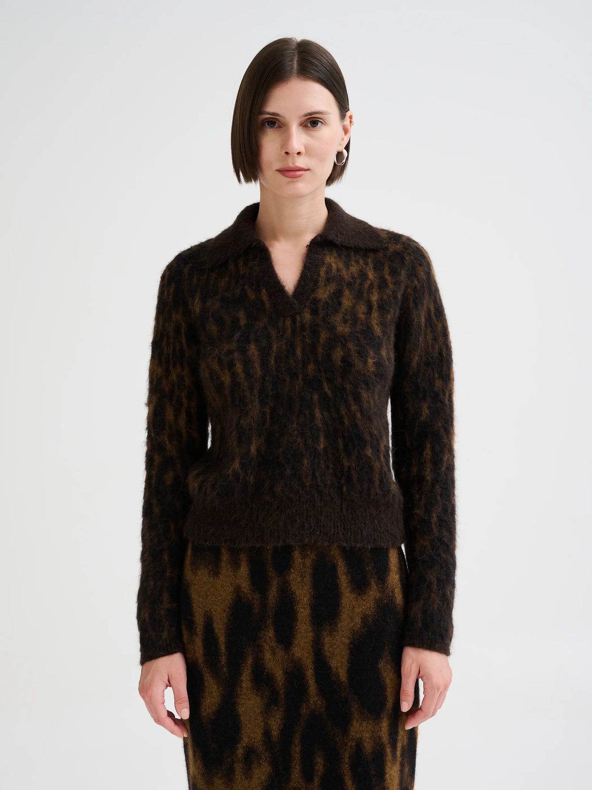 Jersey polo abierto jacquard