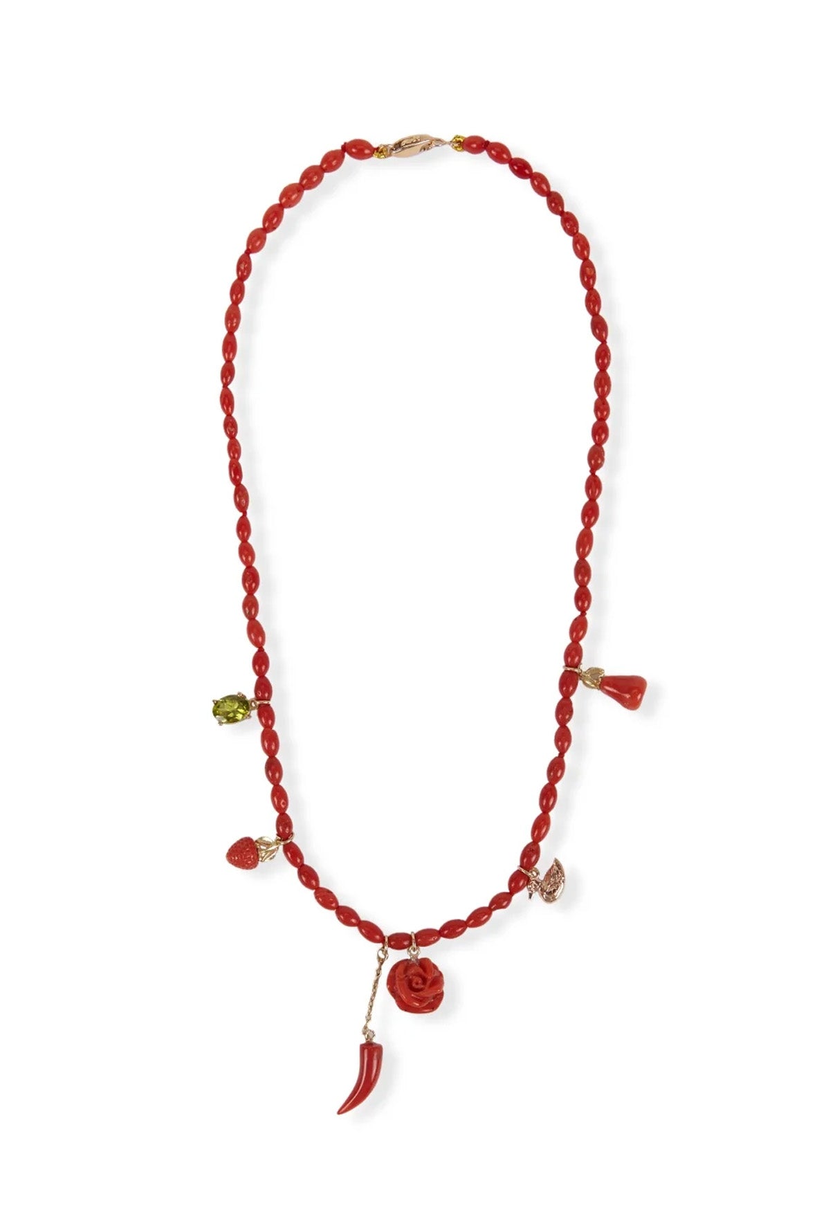 Collar corales arroz, flores y pera