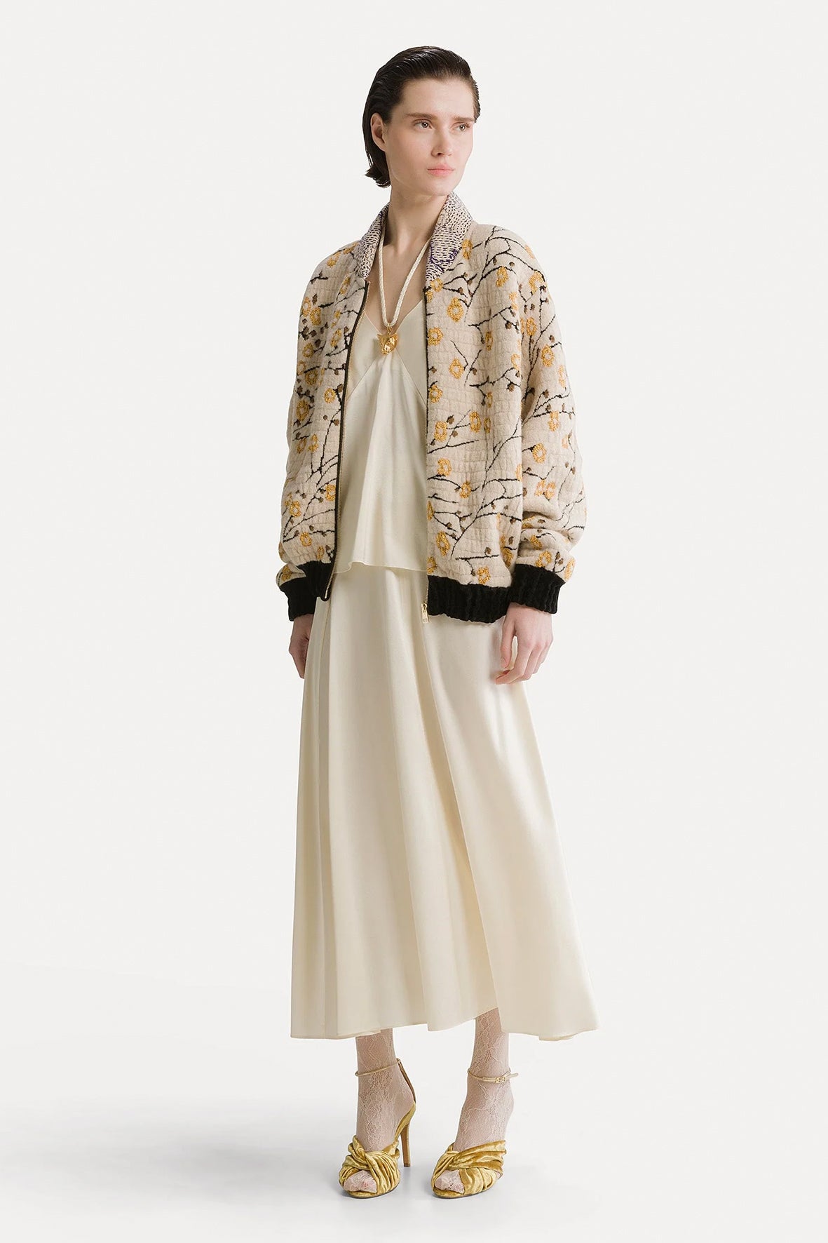 Falda silk satin longuette flared