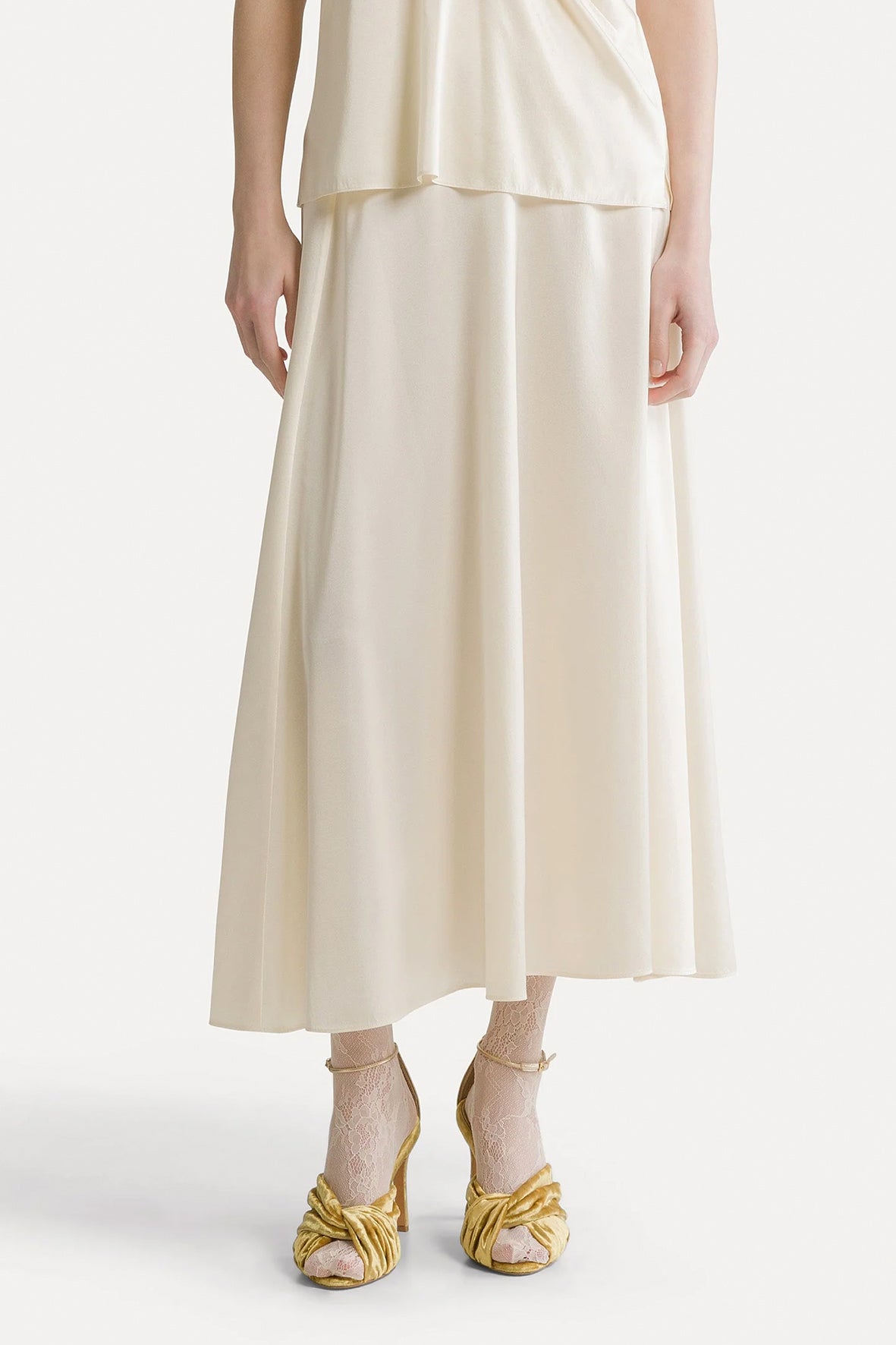 Falda silk satin longuette flared