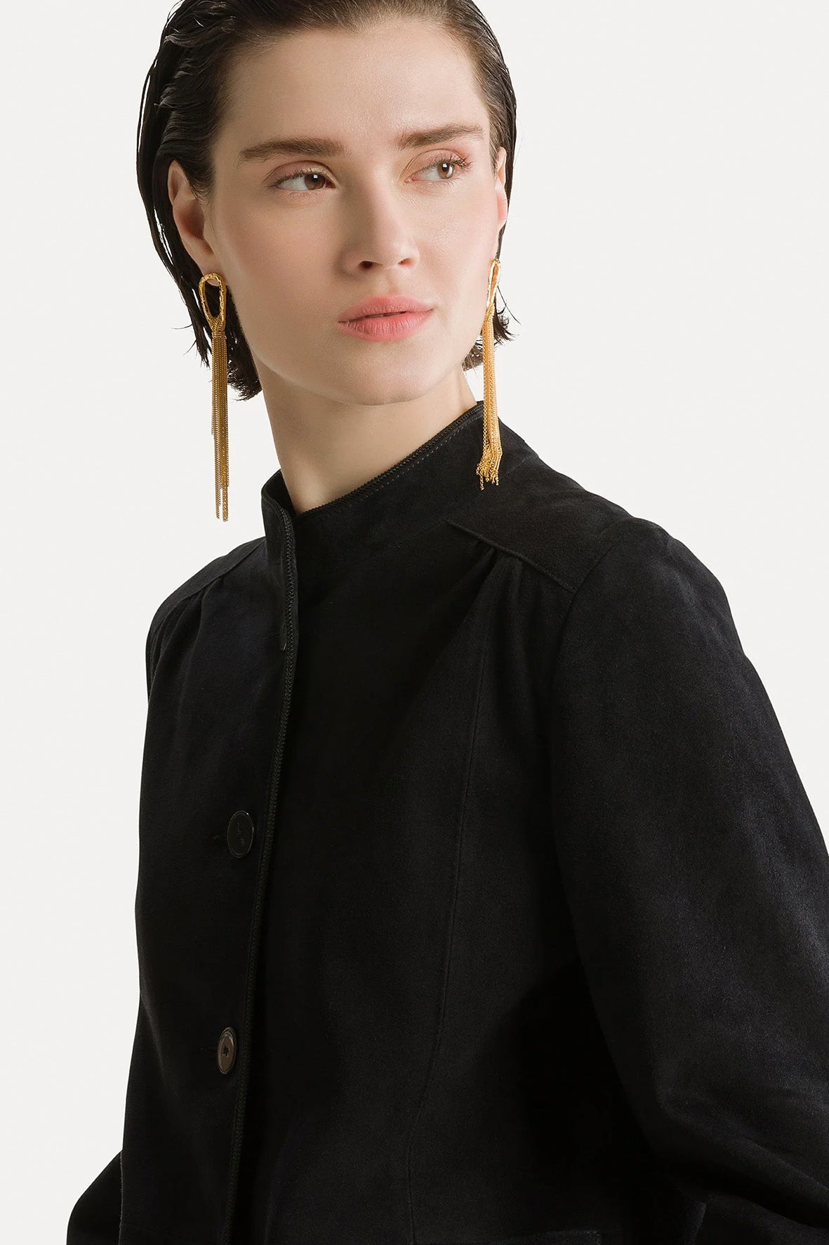 Chaqueta suede band collar