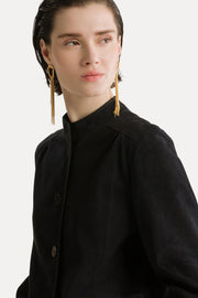 Chaqueta suede band collar