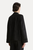 Chaqueta suede band collar