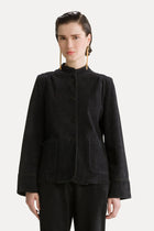 Chaqueta suede band collar