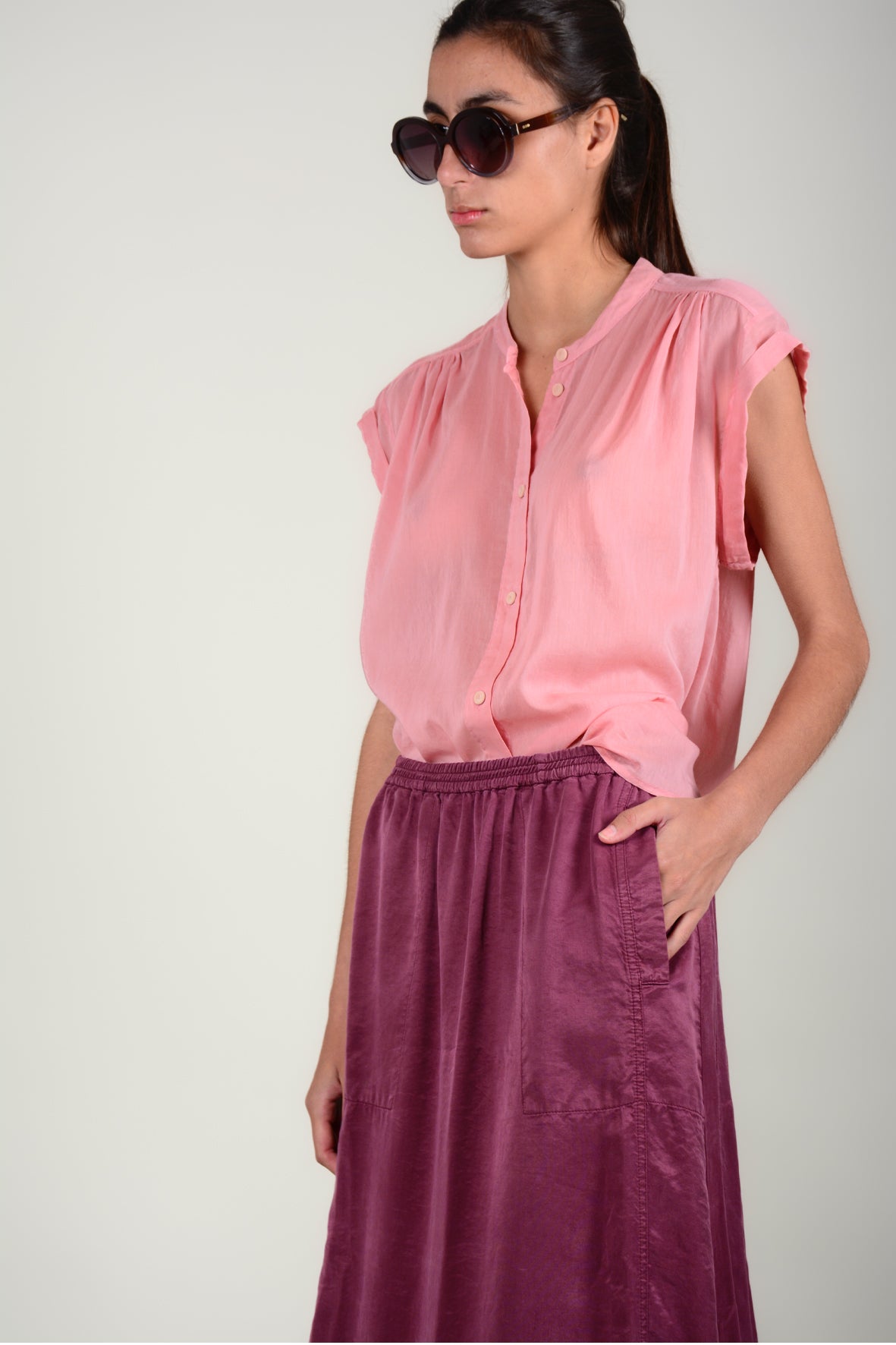 Camisa voilé pliegues hombros