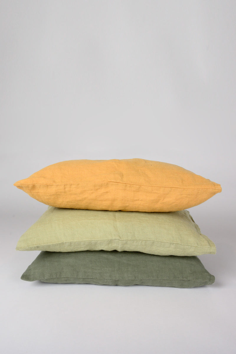 Light caramel washed linen cushion