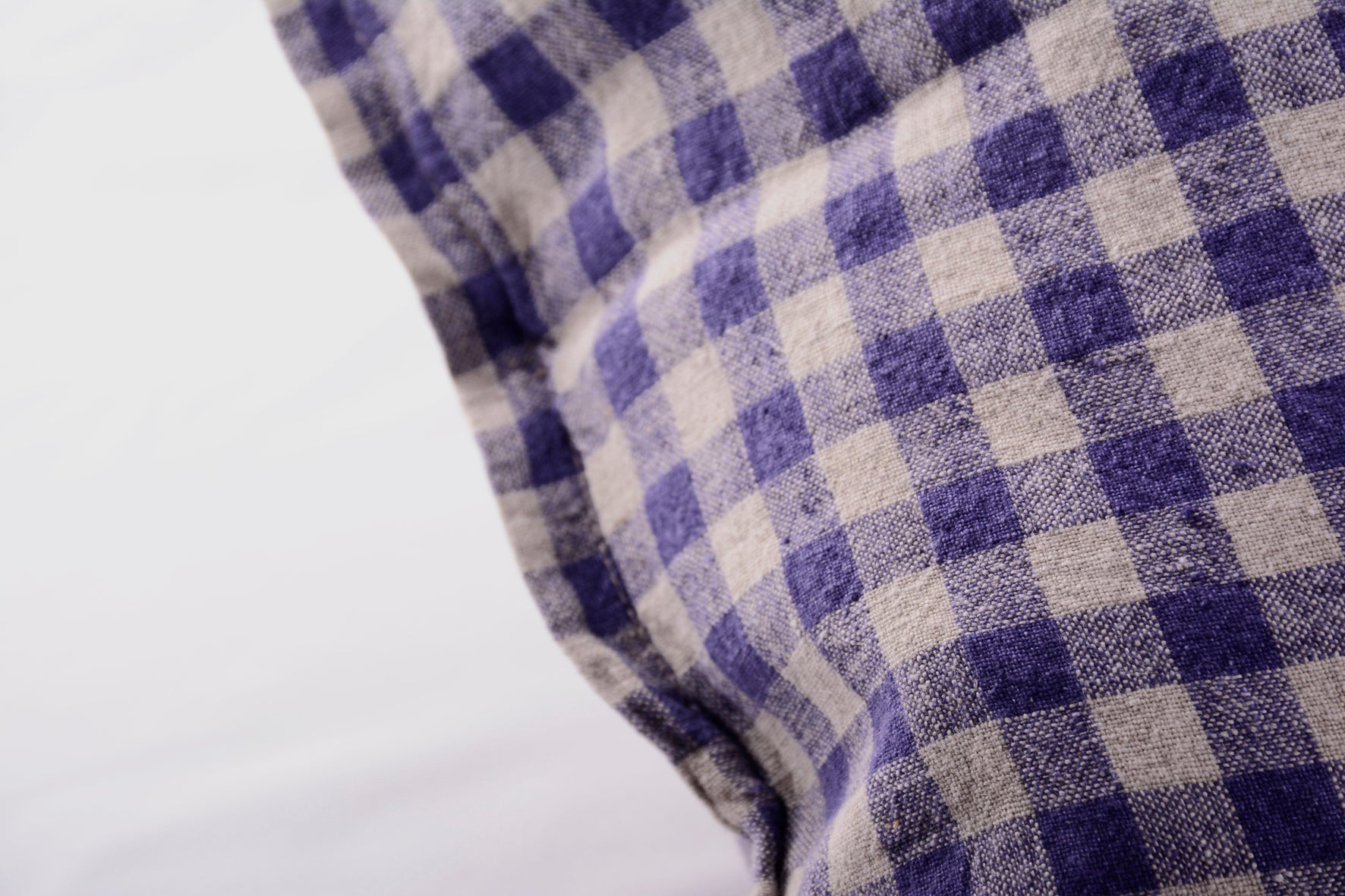 Cojín lino vichy azul y gris