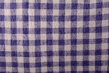 Cojín lino vichy azul y gris