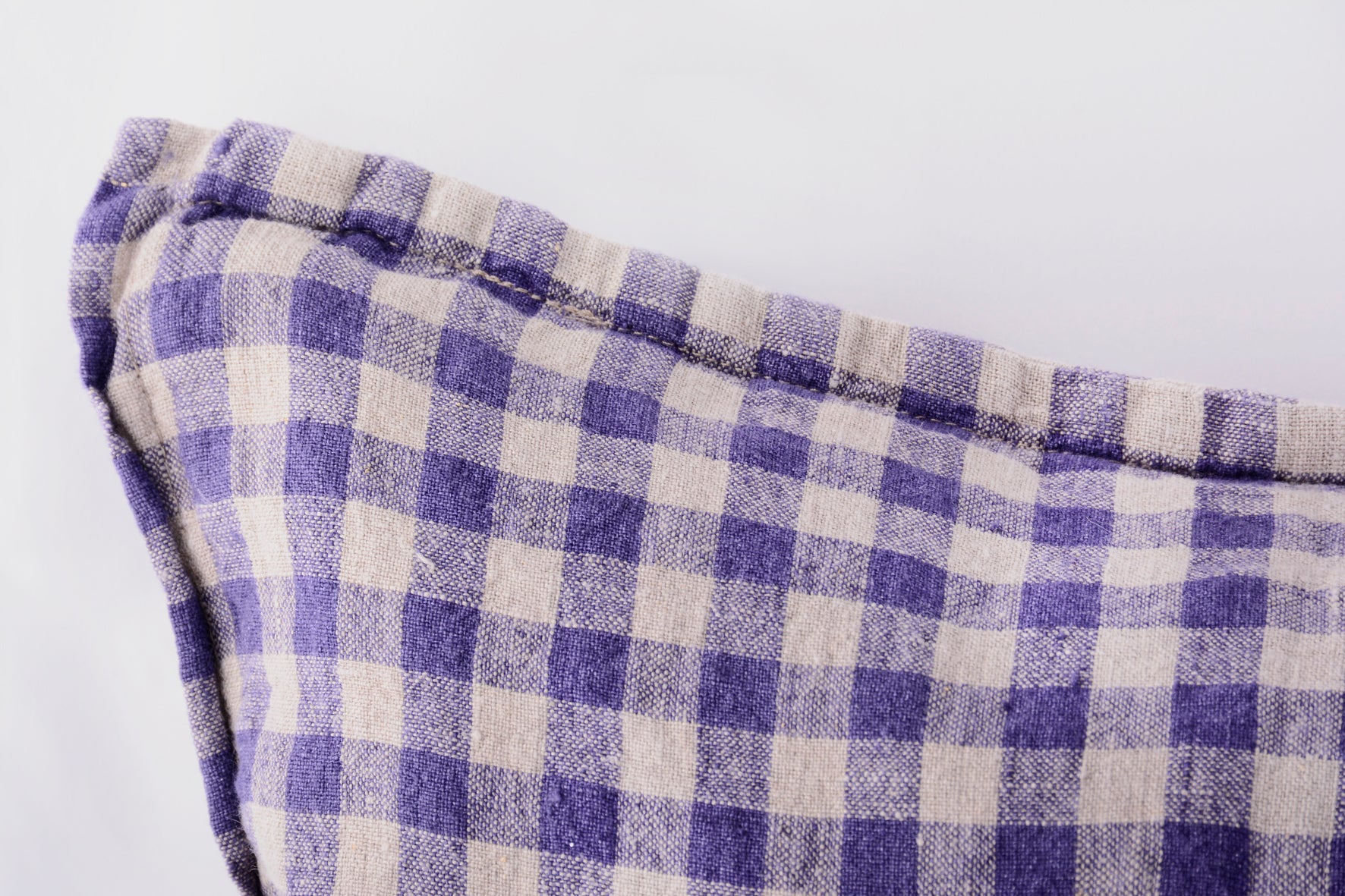 Cojín lino vichy azul y gris