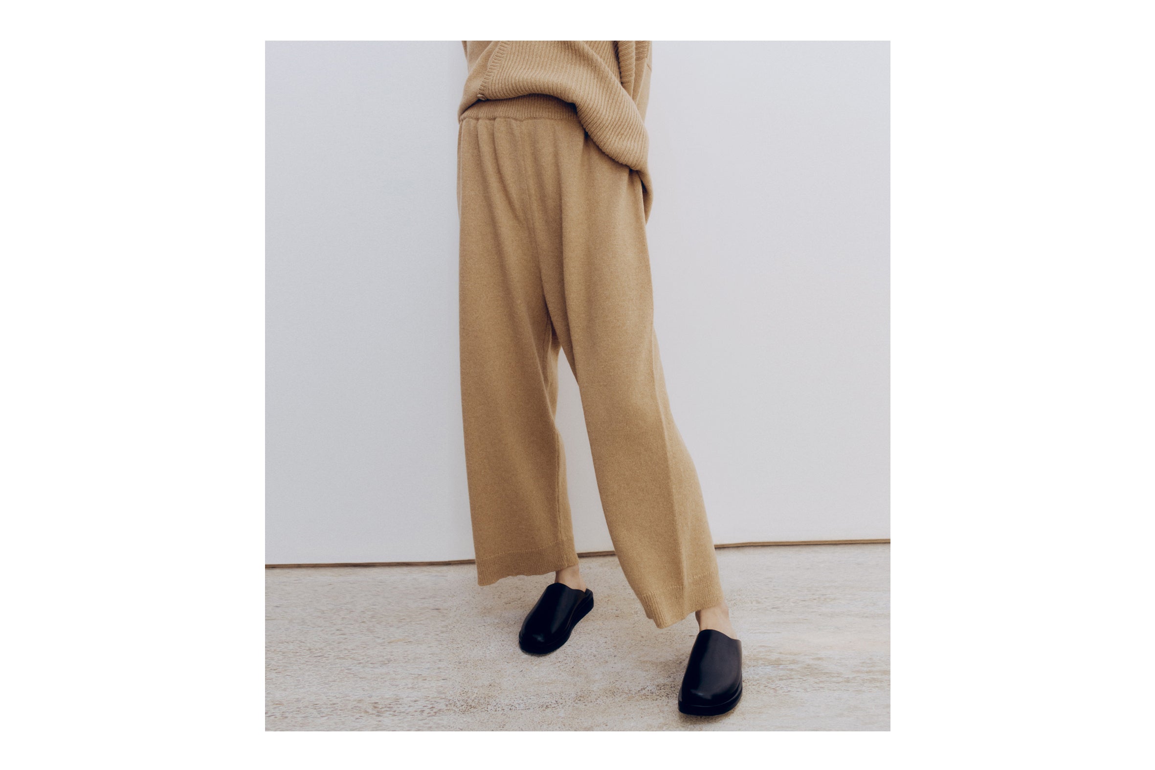 Wide leg baby alpaca trousers