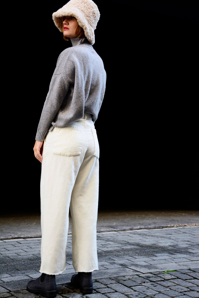 Soft wool denim trousers