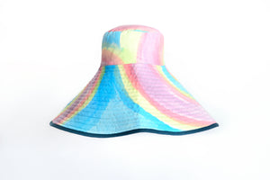 Sombrero grande mancha lila-verde-azul